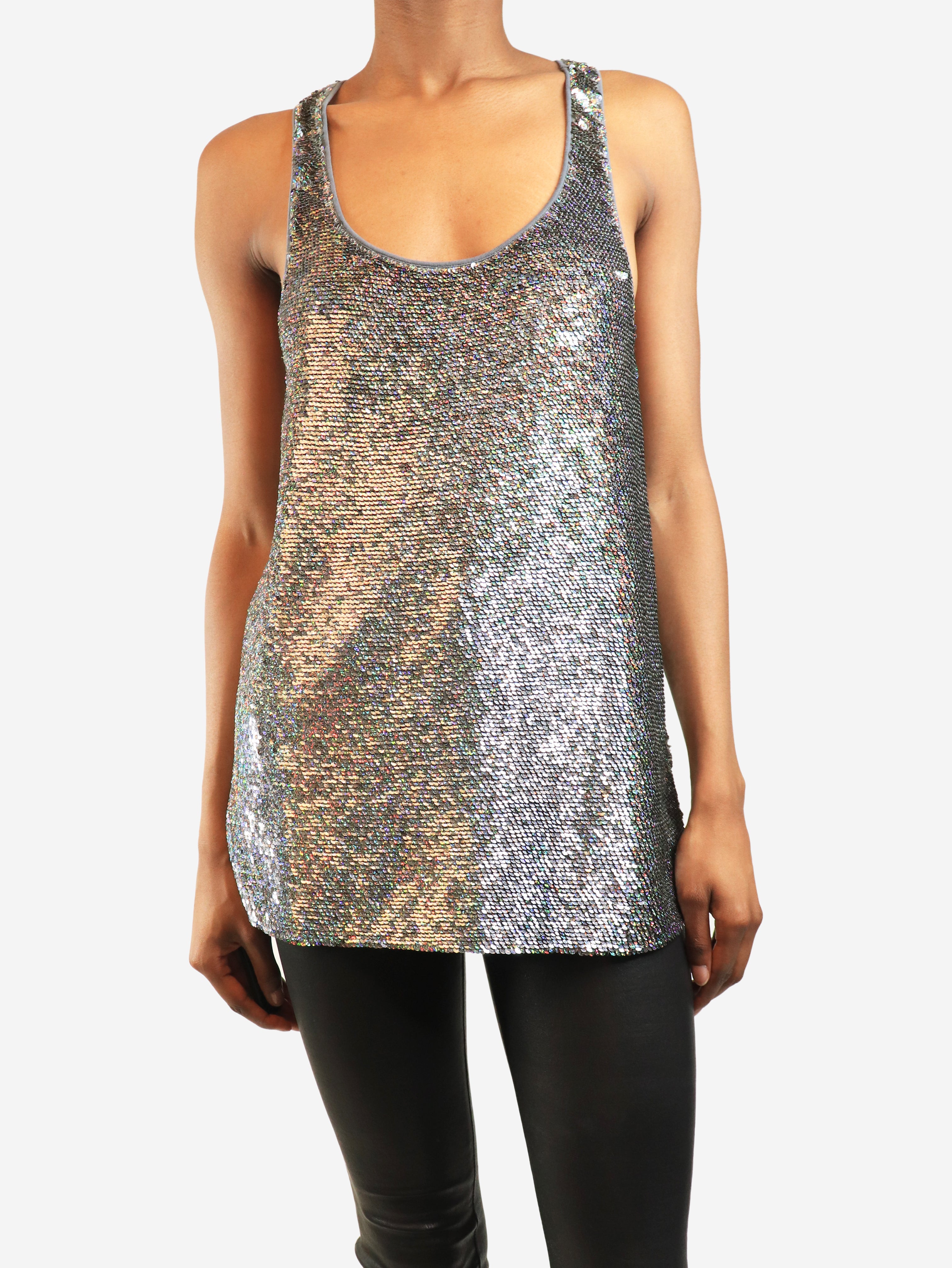 Grey sequin tank top - size XS