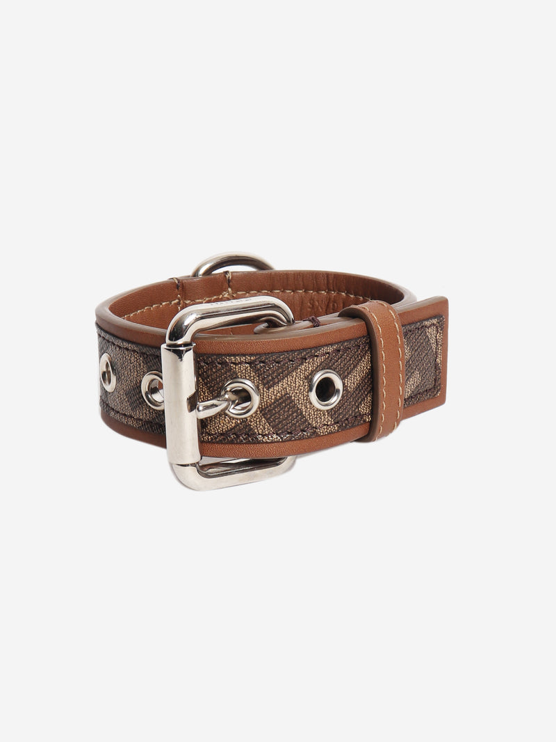 Brown zucca print leather dog collar - size XS