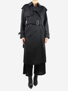 Burberry Grey double-breasted wool trench coat - size UK 8