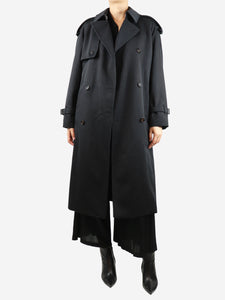 Burberry Grey double-breasted wool trench coat - size UK 8