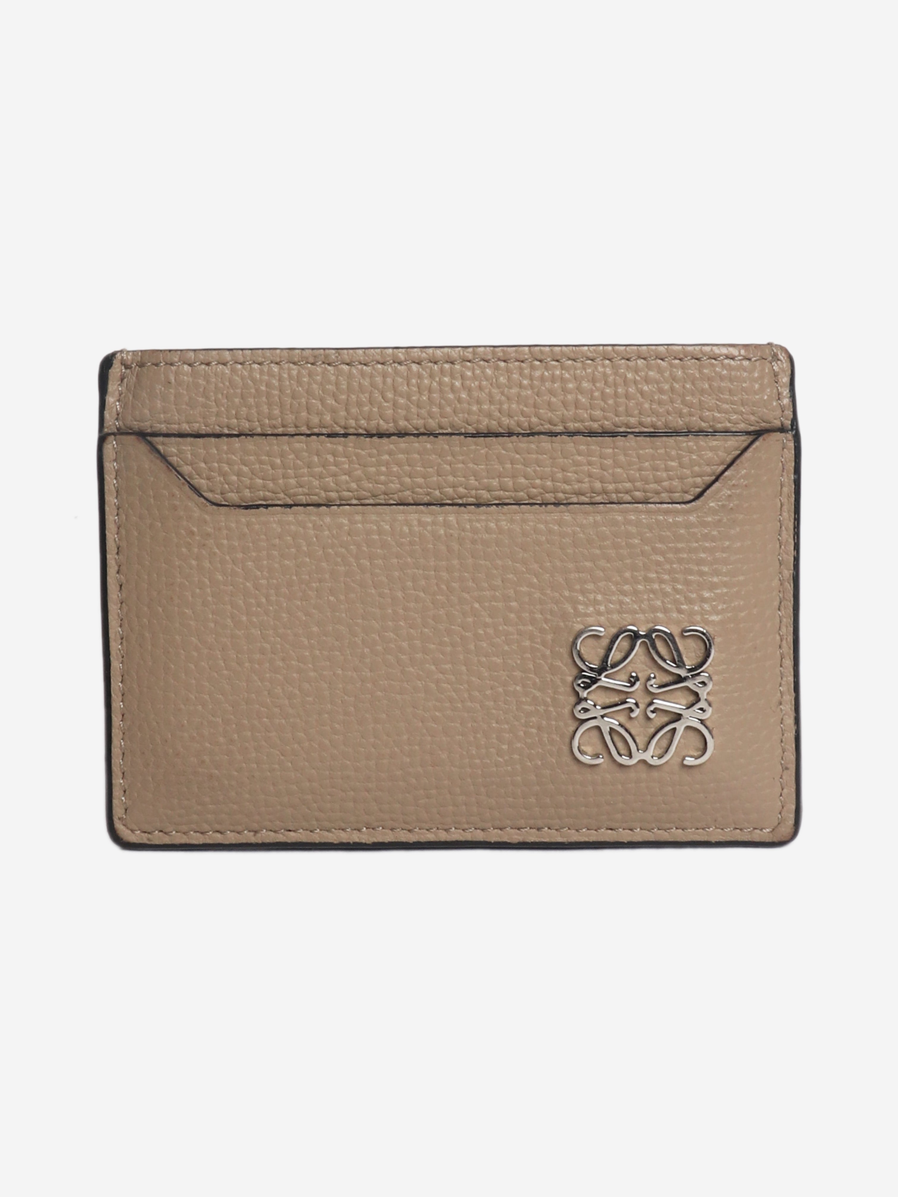 Taupe Anagram leather cardholder