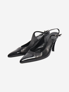 Black leather slingbacks - size EU 38 (UK 5) Heels Chanel 