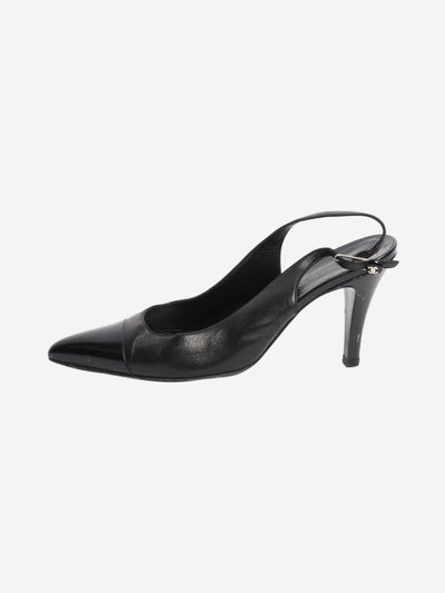 Black leather slingbacks - size EU 38 (UK 5) Heels Chanel 