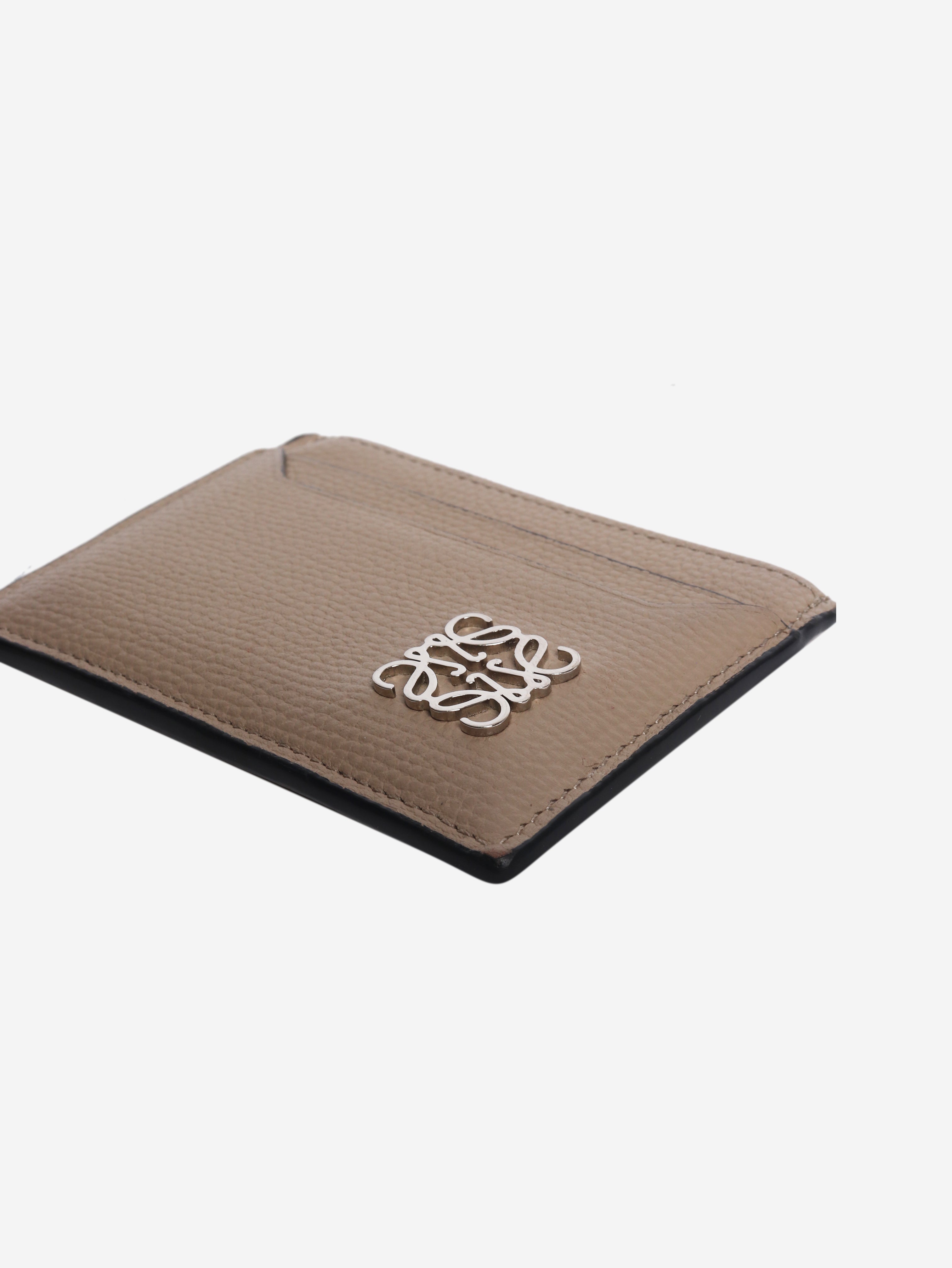 Taupe Anagram leather cardholder