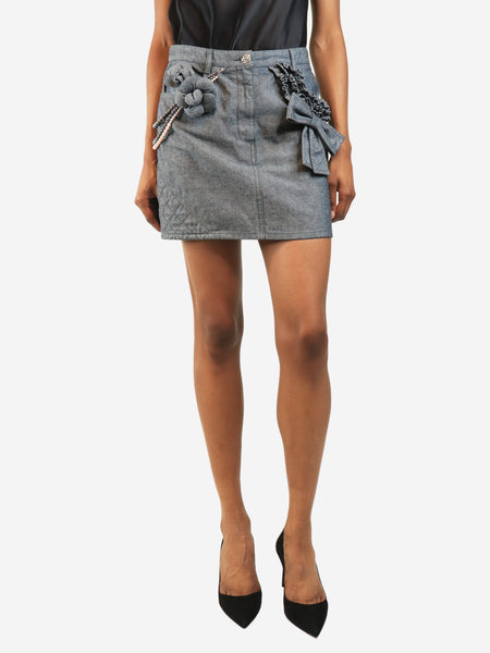 Bluish grey vintage 2002 denim mini skirt - size UK 10 product image