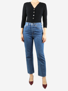 Acne Studios Blue high-rise straight-leg jeans - size UK 12