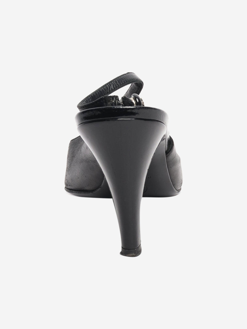 Black leather slingbacks - size EU 38 (UK 5) Heels Chanel 
