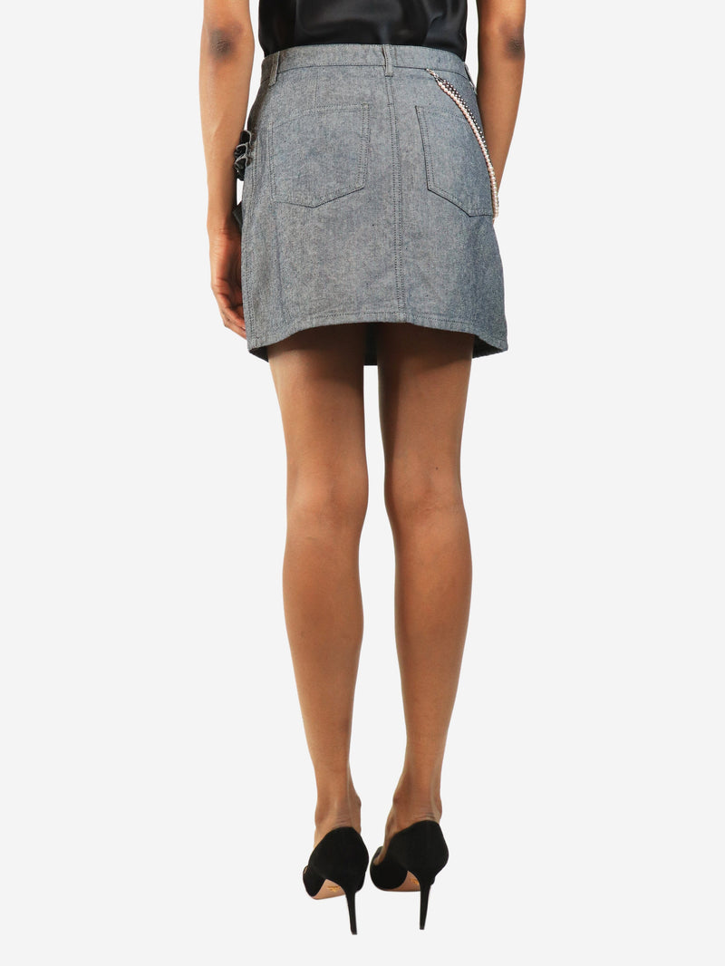 Bluish grey vintage 2002 denim mini skirt - size UK 10