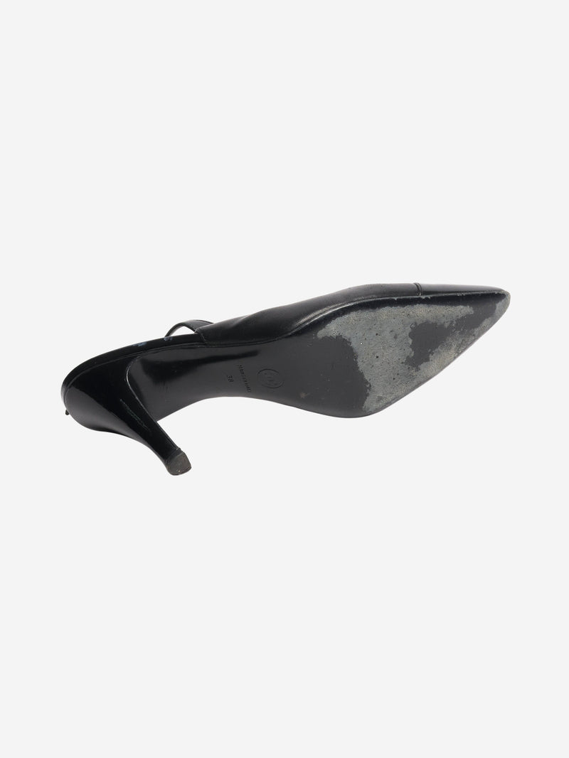 Black leather slingbacks - size EU 38 (UK 5) Heels Chanel 