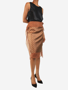 Brown TB Monogram silk midi skirt - size UK 4 Skirts Burberry 