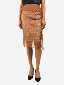 Brown TB Monogram silk midi skirt - size UK 4 Skirts Burberry 