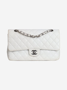 Chanel White 2010 medium caviar Classic double flap bag