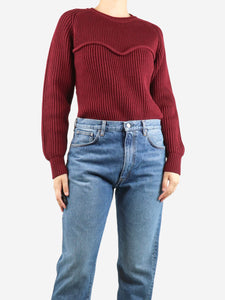 Isabel Marant Burgundy chunky knit jumper - size UK 10