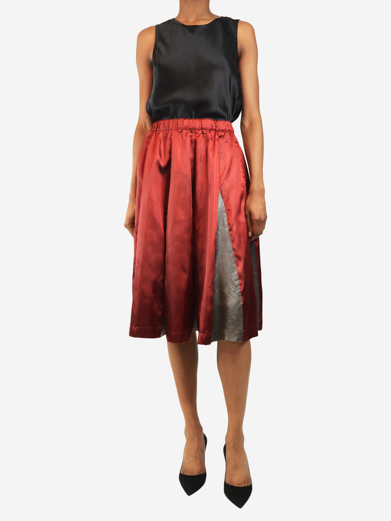 Red and grey satin midi skirt - size XS Skirts Comme Des Garçons 
