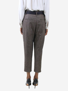 Brunello Cucinelli Brown check wool-blend trousers - size US 2