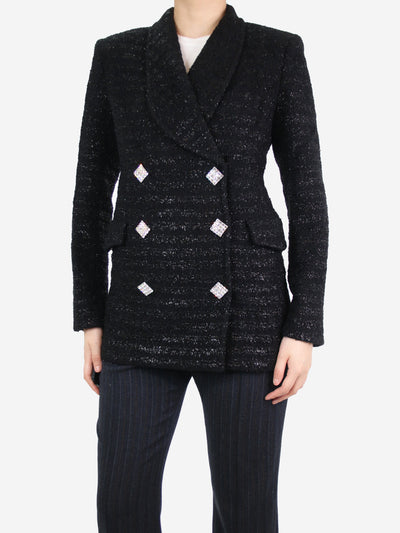 Black double-breasted shimmer blazer - size UK 8 Coats & Jackets Alessandra Rich 