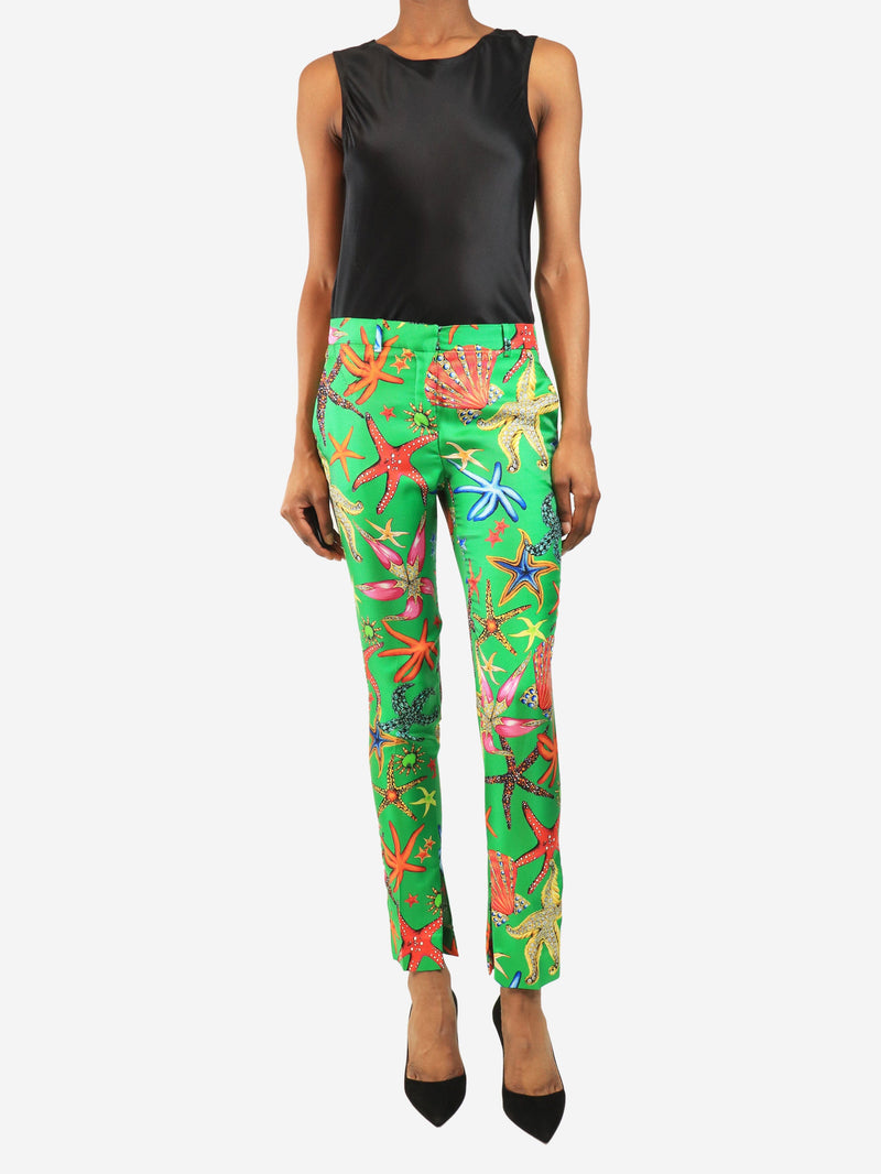 Green shell print trousers - size UK 4 Trousers Versace 