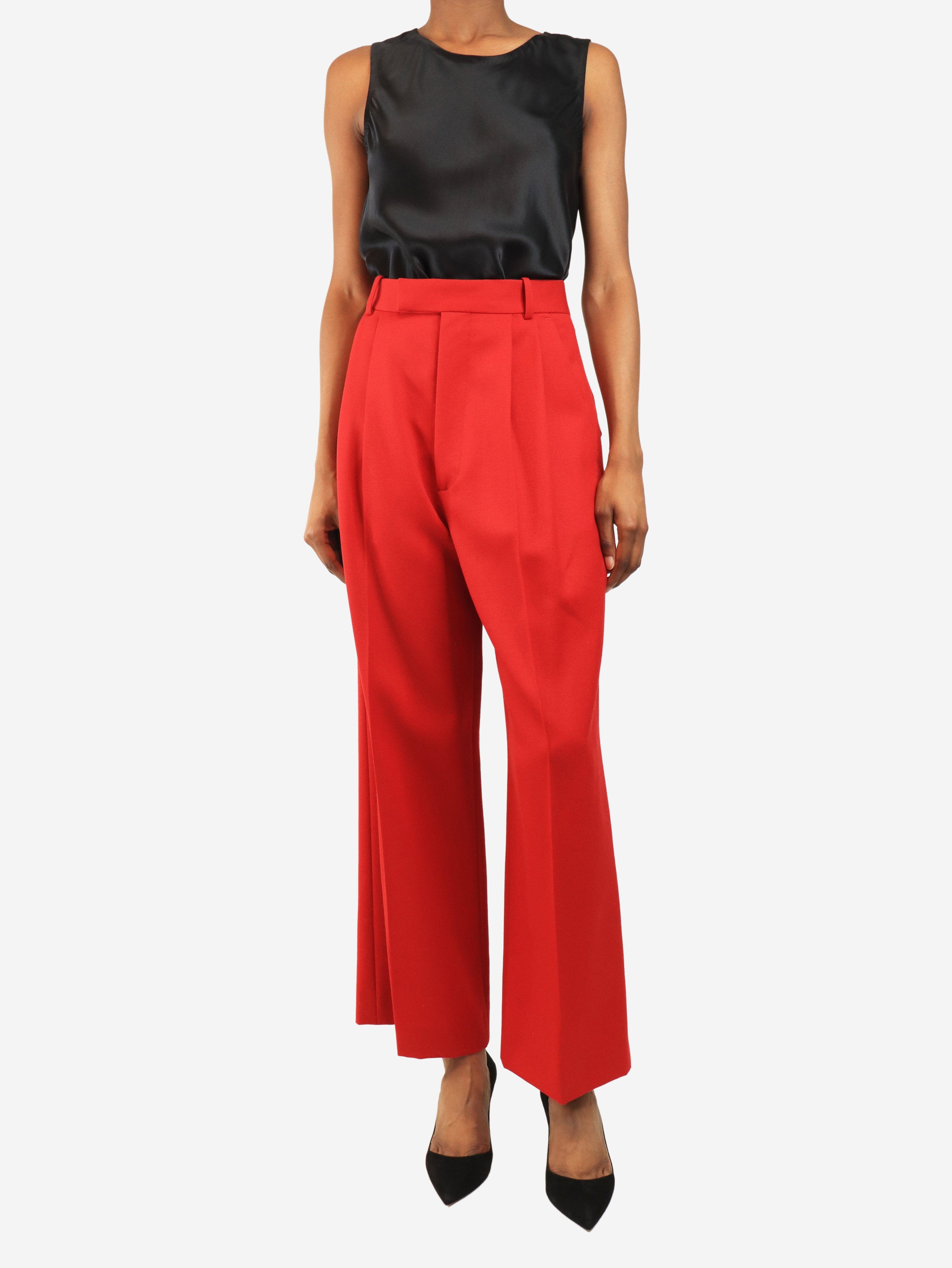 Red pleated trousers - size UK 6 Trousers Celine 