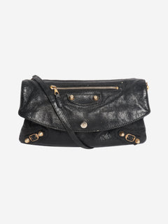 Black anthracite leather envelope clutch cross-body bag Cross-body Bags Balenciaga 