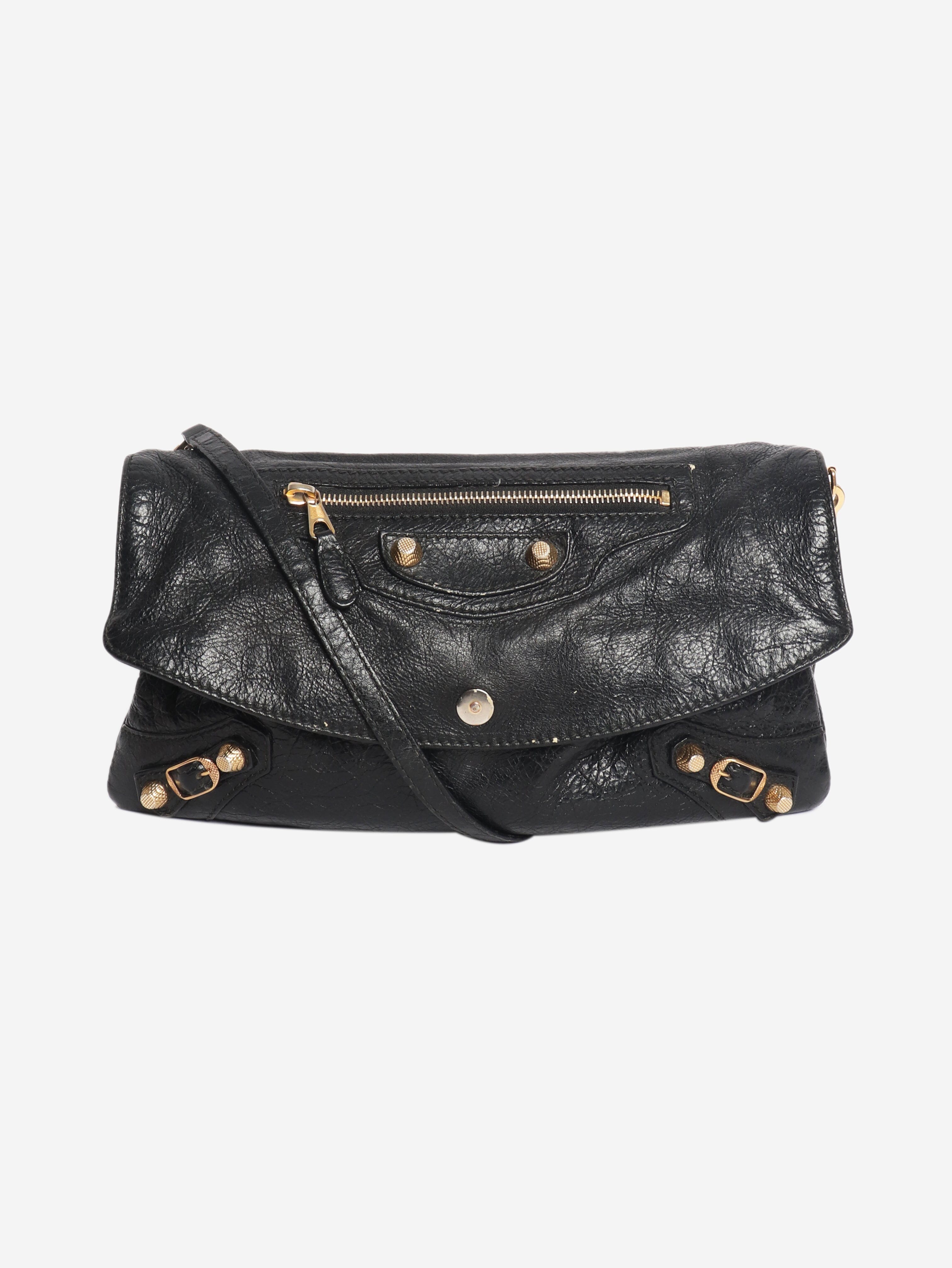 Black anthracite leather envelope clutch cross-body bag Cross-body Bags Balenciaga 