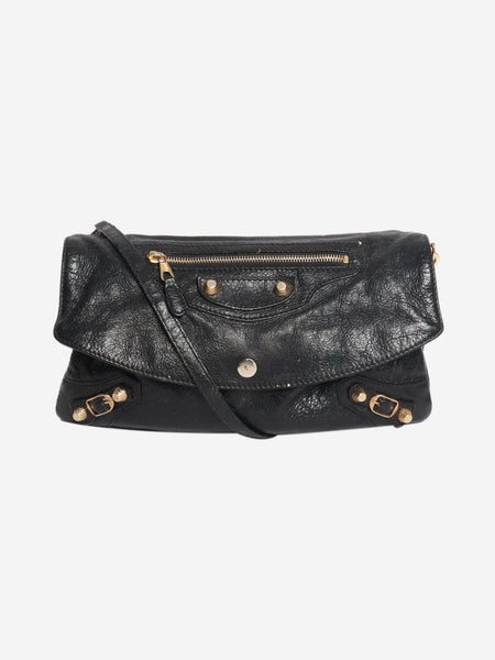 Black anthracite leather envelope clutch cross-body bag product image