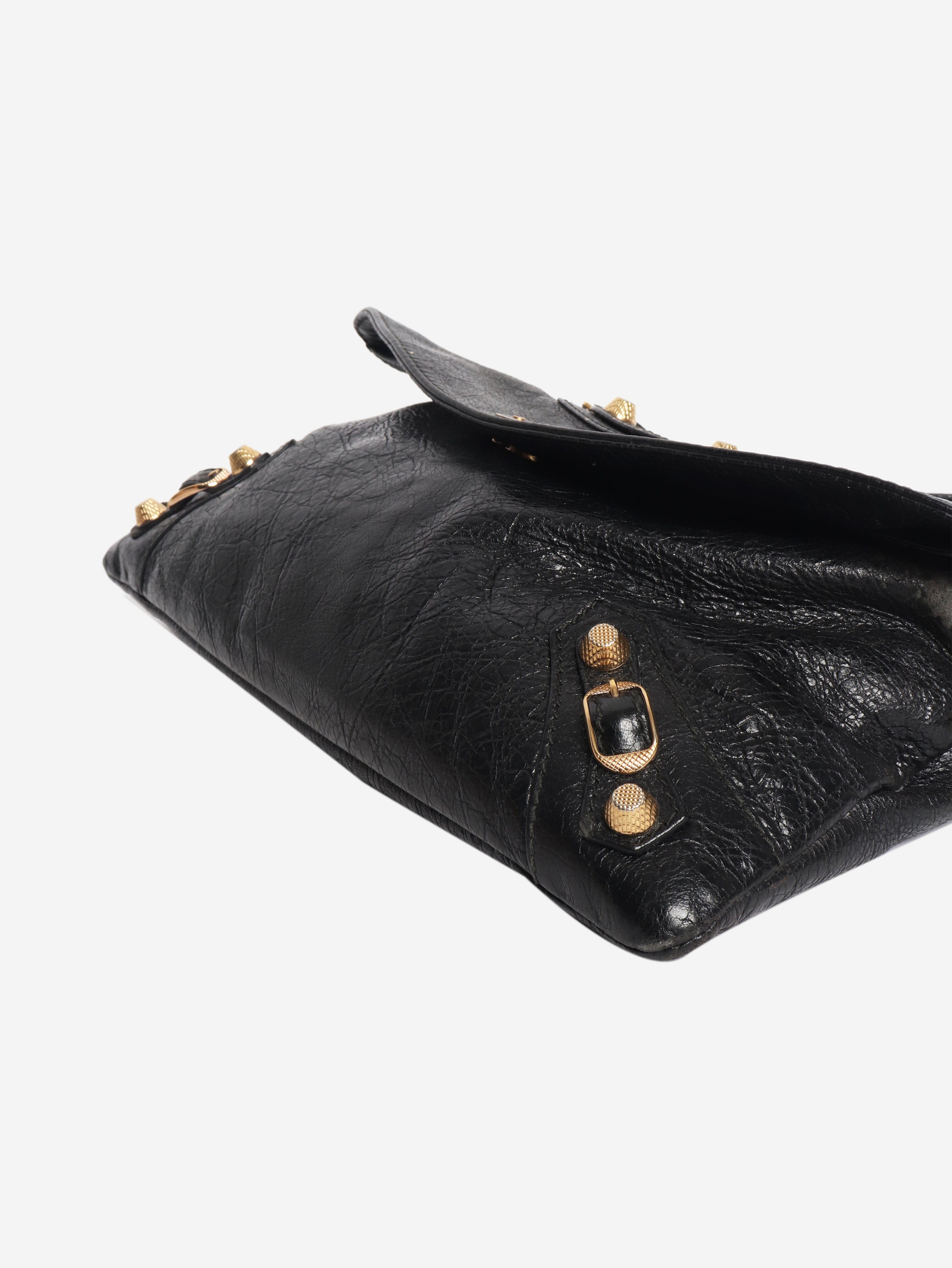 Black anthracite leather envelope clutch cross-body bag Cross-body Bags Balenciaga 