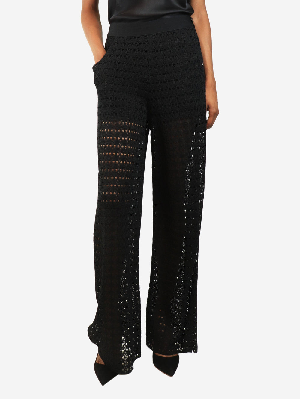 Black open-knit trousers - size UK 8 Trousers Chanel 