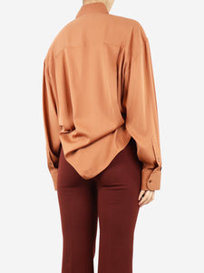 Balenciaga Clay brown pointed-collar blouse - size UK 8