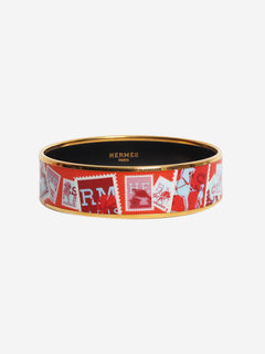 Red and gold enamel printed bracelet