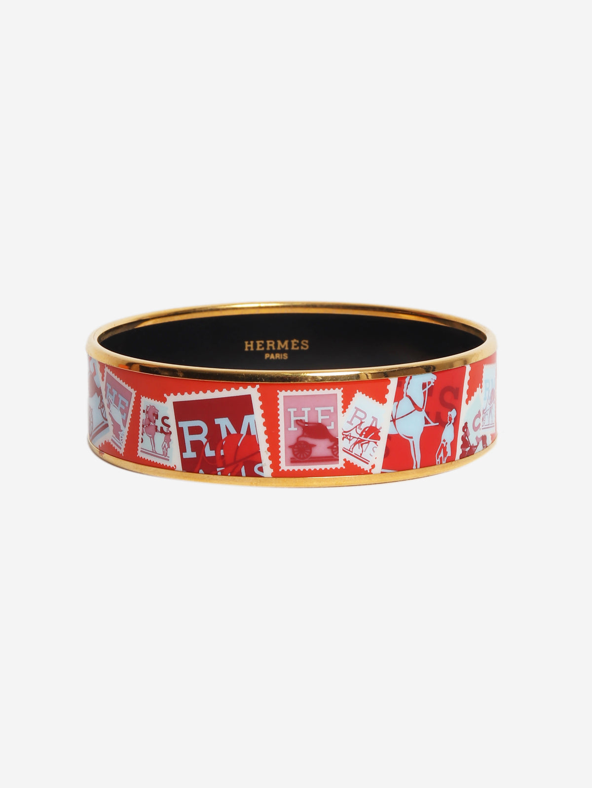 Red and gold enamel printed bracelet