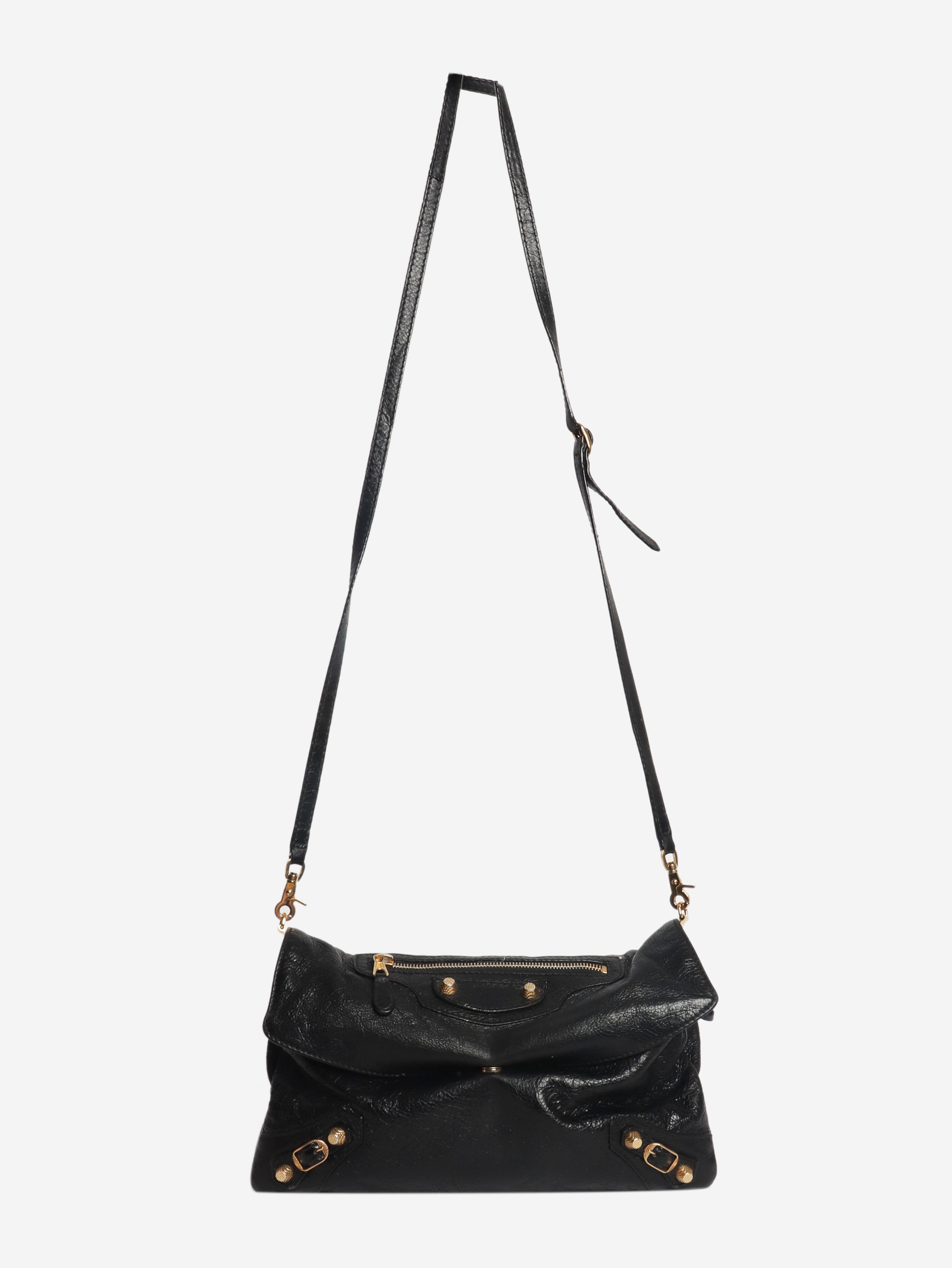 Black anthracite leather envelope clutch cross-body bag Cross-body Bags Balenciaga 