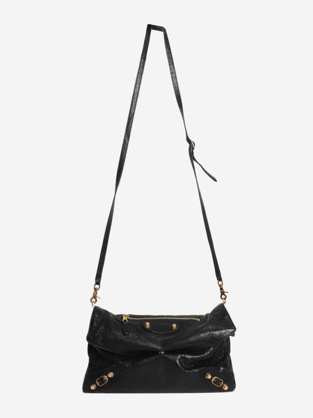 Black anthracite leather envelope clutch cross-body bag alternate image