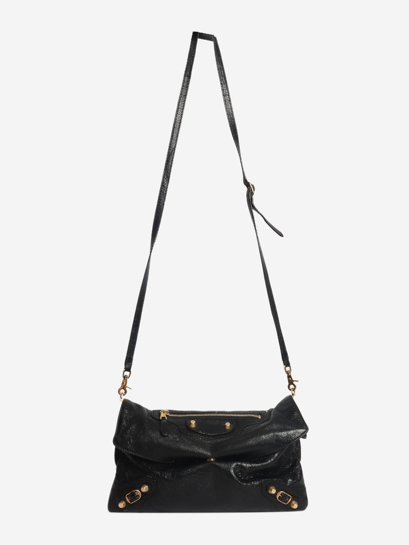 Black anthracite leather envelope clutch cross-body bag Cross-body Bags Balenciaga 