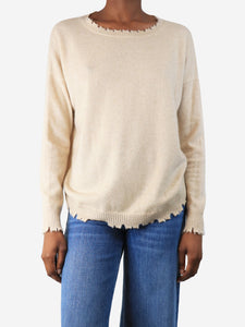 Kujten Neutral distressed cashmere jumper - size XS