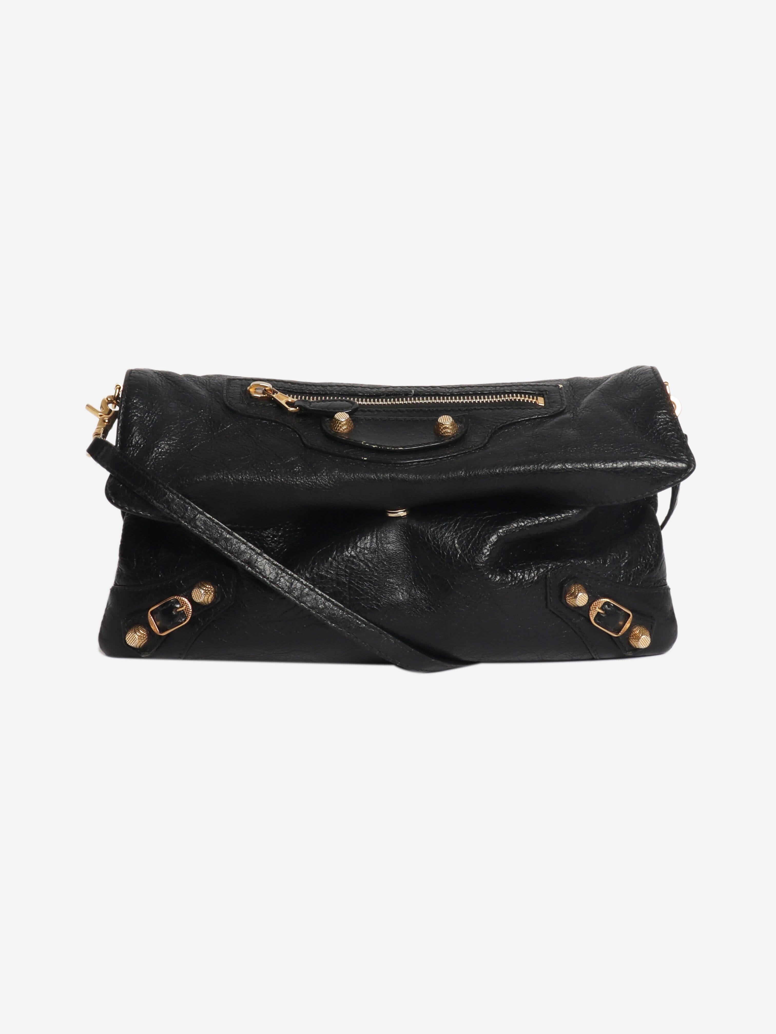 Black anthracite leather envelope clutch cross-body bag Cross-body Bags Balenciaga 