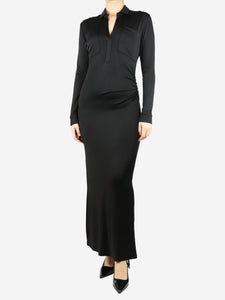 Tove Black ruched maxi dress - size UK 8