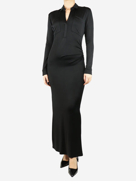 Black ruched maxi dress - size UK 8 product image