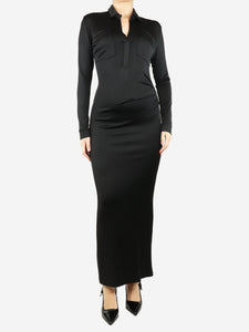 Tove Black ruched maxi dress - size UK 8