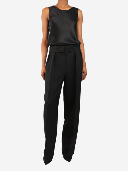 Deep navy pleat-front trousers - size UK 8 alternate image