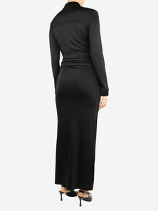 Tove Black ruched maxi dress - size UK 8