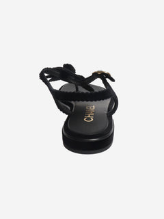 Black velvet Camellia thong sandals - size EU 38 Flat Sandals Chanel 
