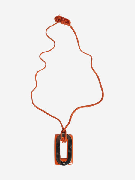Orange Mallion pendant necklace alternate image