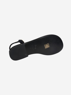 Black velvet Camellia thong sandals - size EU 38 Flat Sandals Chanel 