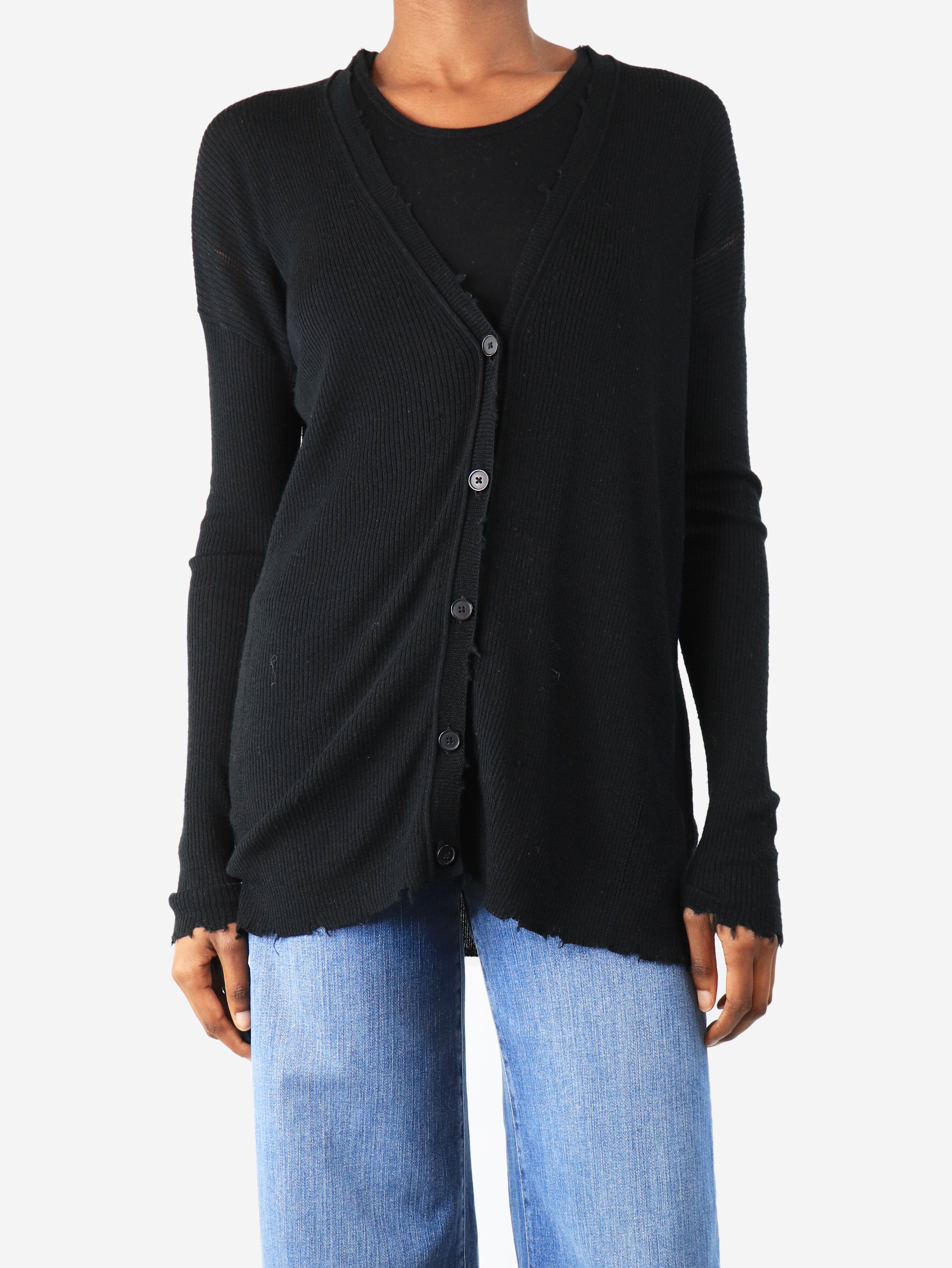 Black distressed cardigan - size XS Knitwear Helmut Lang 