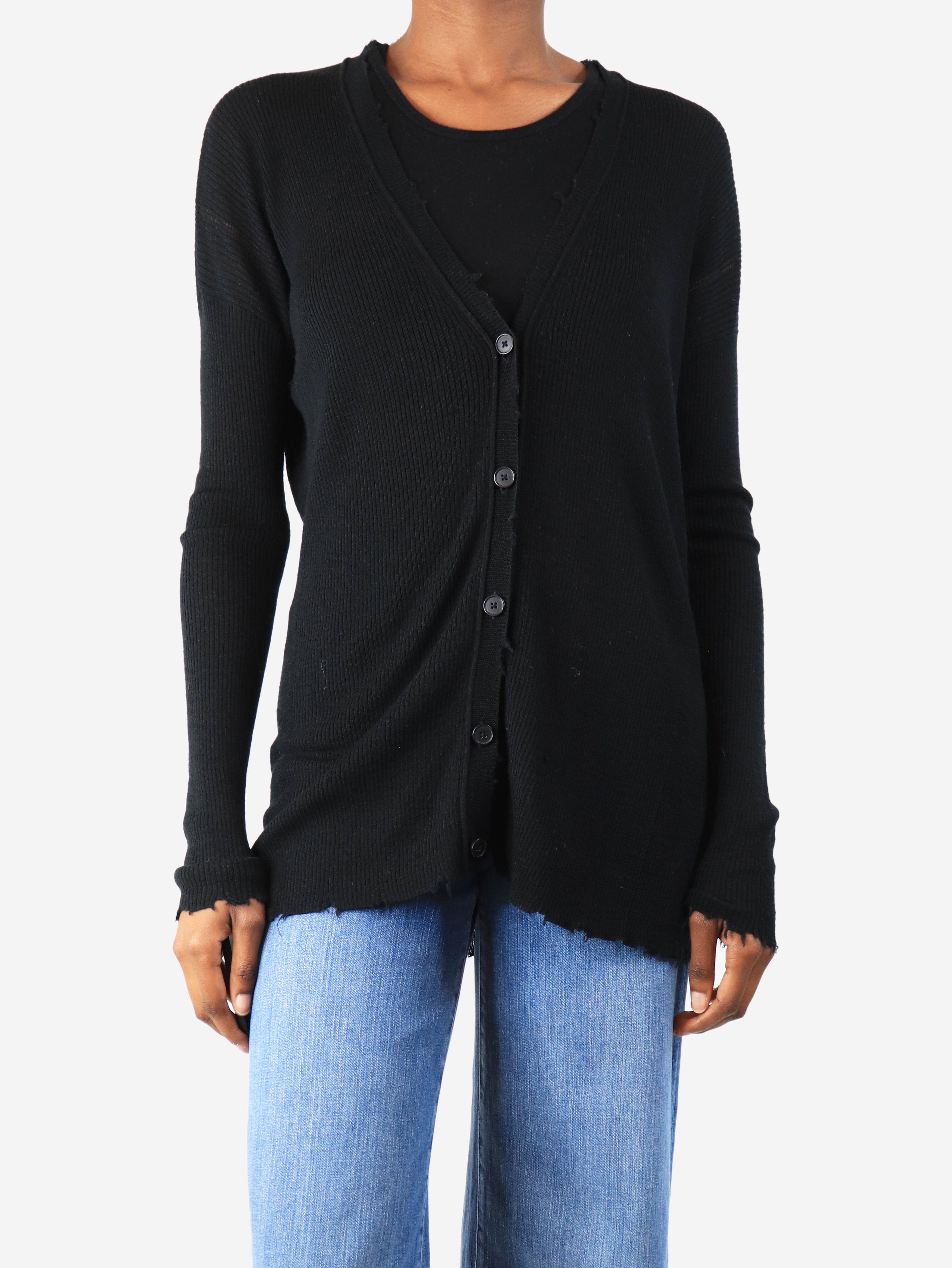 Black distressed cardigan - size XS Knitwear Helmut Lang 