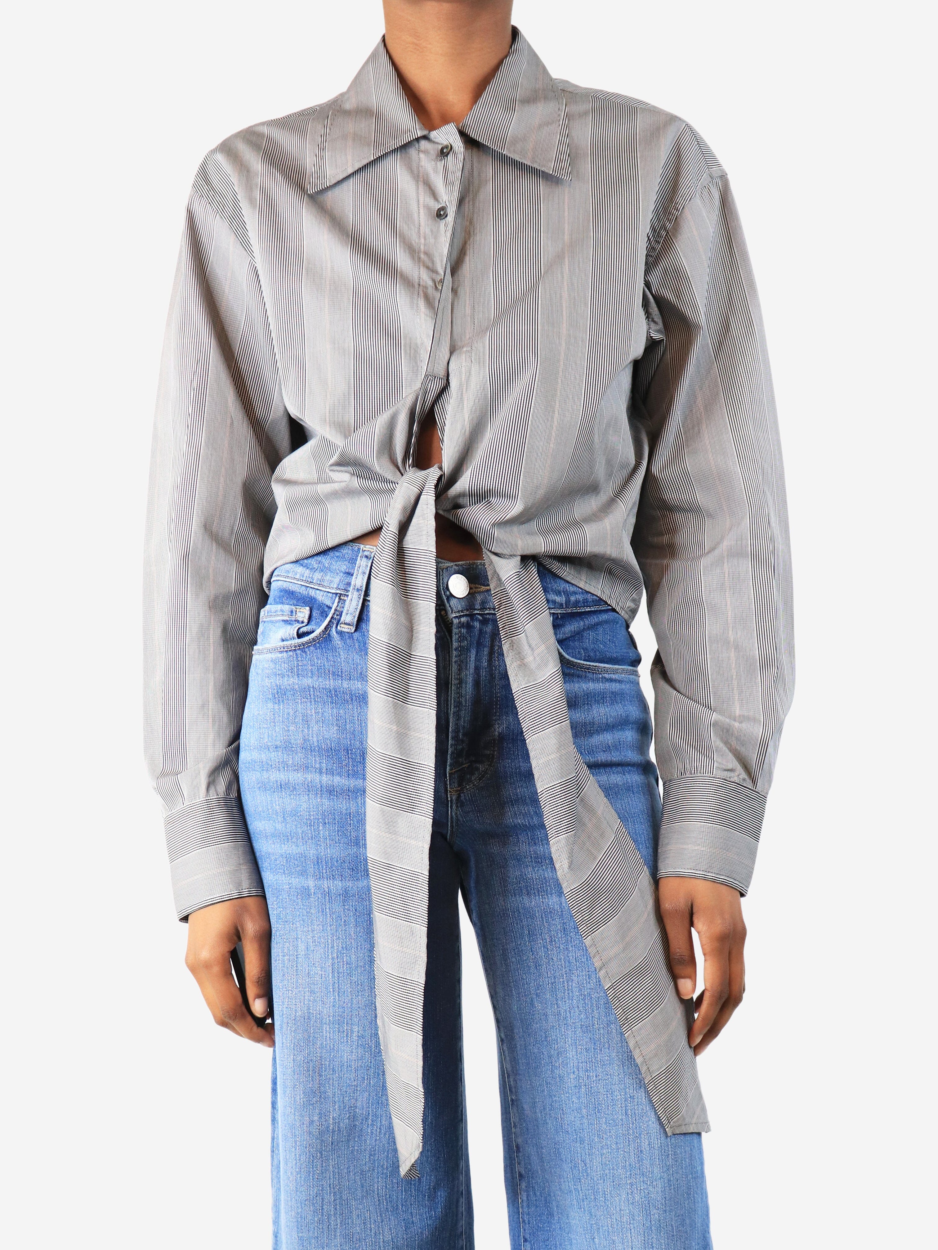 Black check tie front shirt - size UK 6 Tops Our Legacy 
