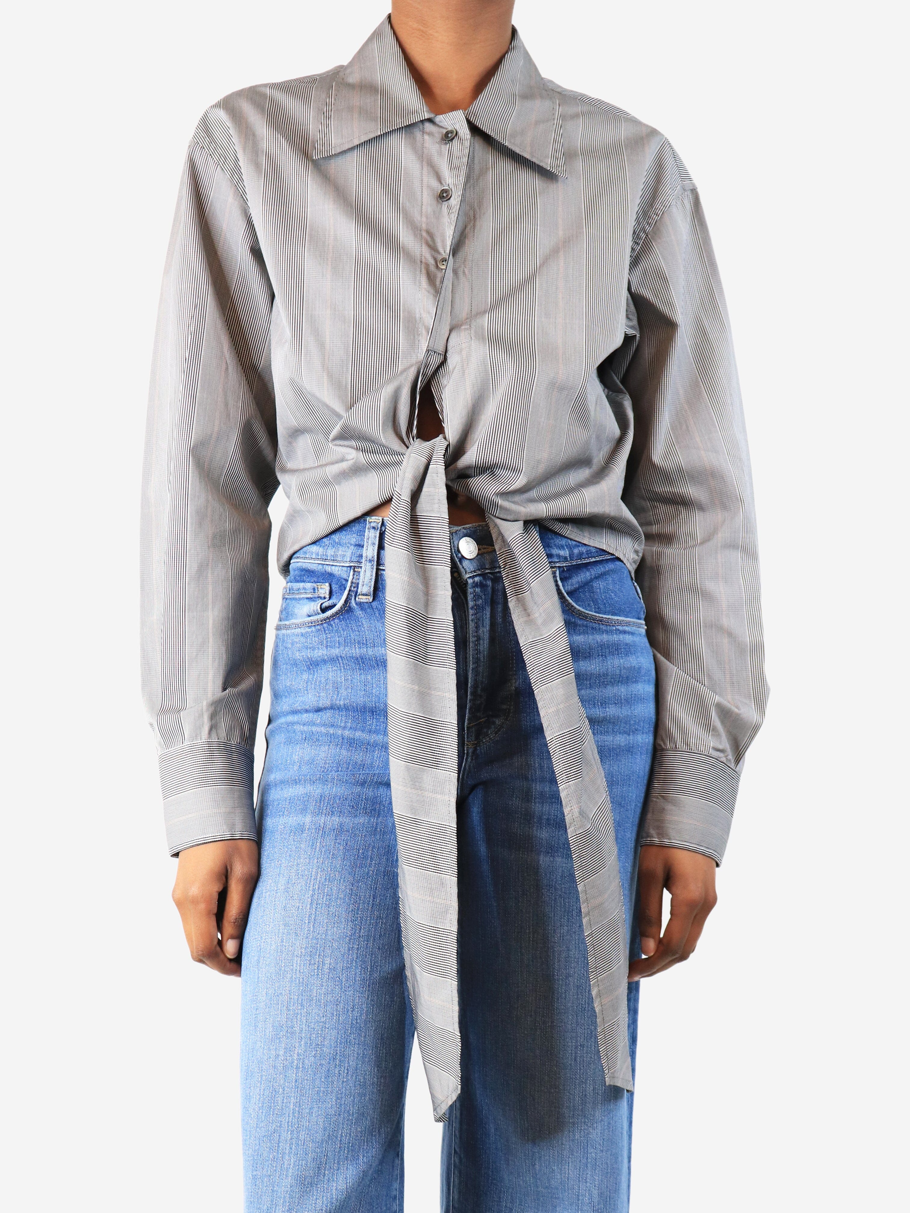 Black check tie front shirt - size UK 6 Tops Our Legacy 