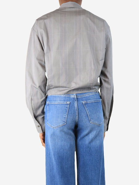 Black check tie front shirt - size UK 6 alternate image