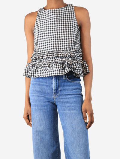 Black gingham top - size UK 6 Tops Ganni 