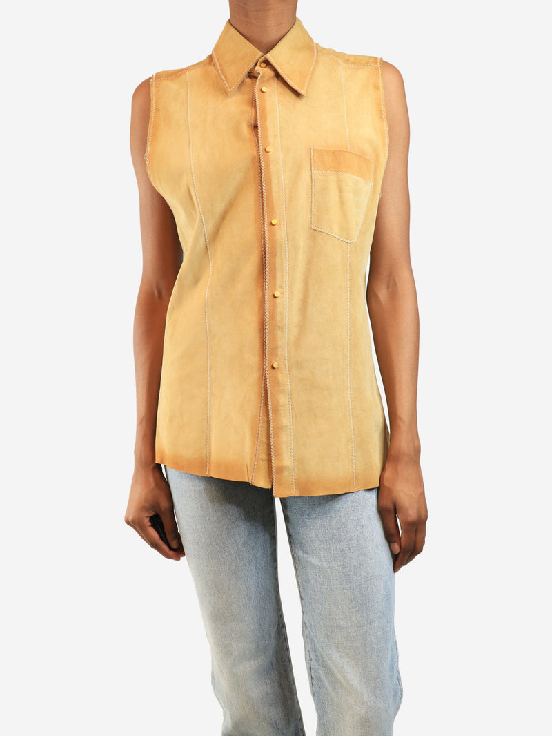Neutral suede sleeveless shirt - size XS